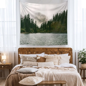 Bohemian forest mountain tapestry landscape wall hanging for bedroom home decor