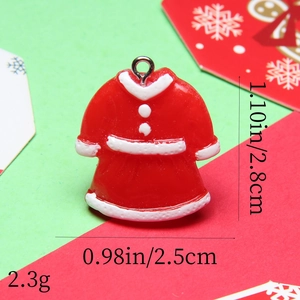 Detail of red Santa dress resin charm with measurements 2.8cm height and 2.5cm width