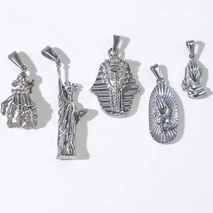 Five-piece stainless steel pendant set featuring Egyptian Pharaoh and skull motifs