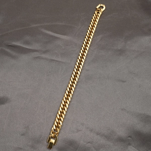 Bracciale a catena cubana dorata in acciaio inossidabile per uomo e donna su seta grigia