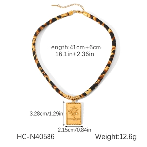 Größentabelle für Leopardenmuster-Halskette mit Palmenanhänger und 41+6cm Längenangabe