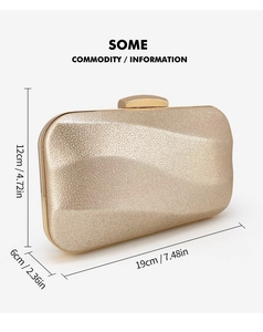 Champagne gold evening clutch bag dimensions showing 19cm length and 12cm height
