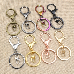 Keychain Lobster Clasp With Swivel Split Ring Metal Alloy Connector For DIY Bag Jewelry Making Findings Colorful