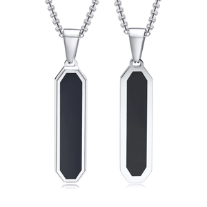 Minimalist geometric stainless steel bar pendant necklaces in silver and black finish