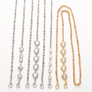Metal Chain Crossbody Phone Lanyard Heart Rhinestone Pendant Mobile Case Hanging Ornament Bag Shoulder Strap