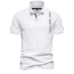 Men Short Sleeve Polo Shirt 100% Cotton Pique Embroidered Breathable Solid Color Casual Business Tops