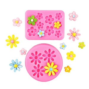 Pink daisy silicone mold set for DIY handmade floral cake decorations and crafts