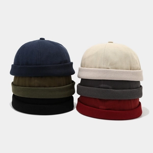 Retro Docker Cap Randloze Beanie Muts Katoen Canvas Verstelbare Roll-up Miki Hat Voor Heren Dames Casual Japanse Stijl