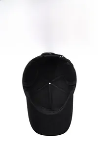 Detail view of winter baseball cap showing fleece lining and inner stitching