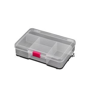 Transparent 5-compartment plastic storage box with pink buckle for jewelry and small parts