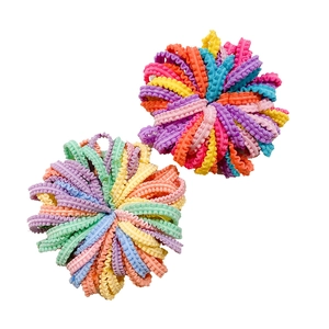 Colorful seamless candy-colored scrunchies set with a unique textured lace pattern