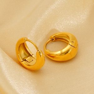 French vintage style gold dome hoop earrings with a high-polished mirror finish