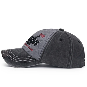 Washed grey five-panel baseball cap with quilted pattern and Happy Island embroidery