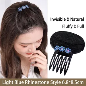 Unsichtbares Haarvolumen Pad Strass Blume Einsteckkamm Haarwurzel Lifting Atmungsaktives Mesh Styling Werkzeug Damen