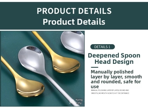 Detail showing the deepened spoon head with a polished mirror finish and golden coating