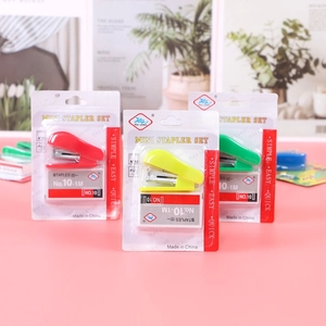 Mini stapler set in red, yellow, and green colors with No. 10 staples for office and students