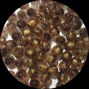 Amber glass beads with gold foil inside for DIY jewelry making and Buddhist bracelets