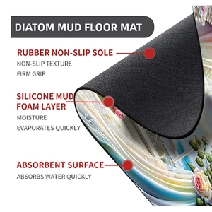 Detail view of the triple-layer structure showing non-slip rubber and diatom mud mat layers