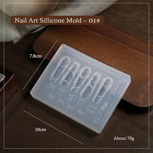Detailed macro view showing diverse 3D bowknot shapes on flexible silicone nail art mold