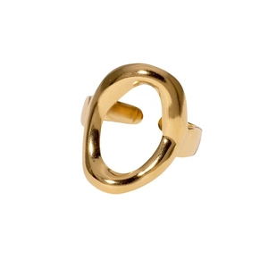 Minimalist 18K gold plated stainless steel ring featuring irregular oval hollow design