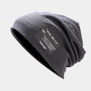 Bonnet En Tricot Souple Gauffré Chaud Hiver Avec Écusson Pour Hommes Femmes Décontracté Streetwear