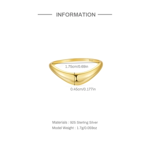 Detailed size information of gold s925 sterling silver ring with dimensions and specs