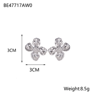 Macro shot of silver sunflower earrings with detailed petals and 3cm size measurement