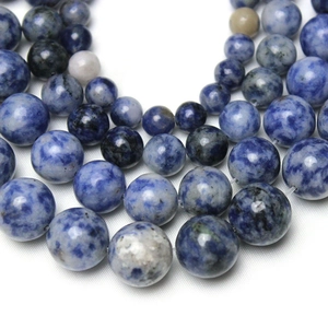 Natural blue spot stone round beads with unique white patterns for DIY jewelry making