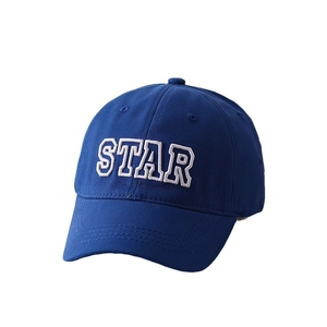 Kids navy blue cotton baseball cap with white STAR embroidery and protective sun visor