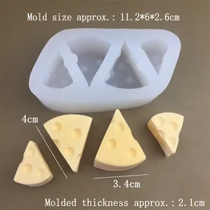 Cheese-shaped silicone mold detail with dimensions 11.2x6x2.6cm for DIY candle making