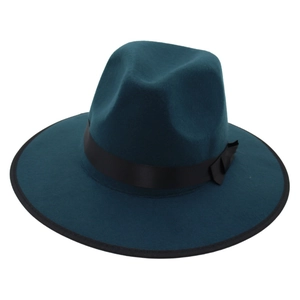 Chapeau Fedora Classique Feutre De Laine Large Bord Jazz Cap Avec Ruban Décoratif Rétro Élégant