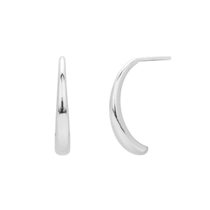 Detail view showing the 925 sterling silver petal-shaped earrings with a polished finish