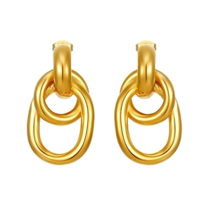 Elegant 18K gold plated multi-layer wrapped stud earrings for women in stainless steel