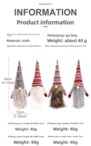 Detailed size specifications for Christmas gnome wine bottle covers with knitted hats