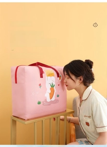 Pink Oxford cloth storage bag featuring plant ink prints and skin-friendly fabric
