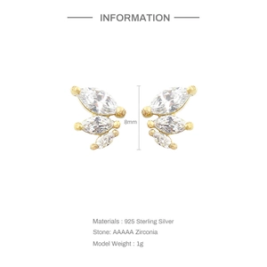 Macro detail of S925 sterling silver footprint earring showing 8mm size and AAAAA zirconia