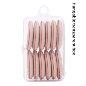 Set of 12 mini finger cushion puffs in a hangable transparent case for easy storage
