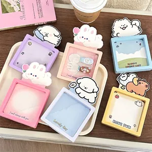 Macaron color PE film jewelry storage box with cute cartoon animal decorations