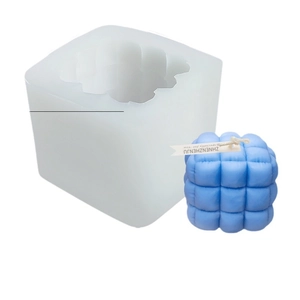Stampo in silicone per candele a cubetti fai-da-te e set di cera aromatica blu finita