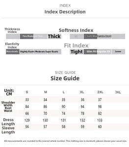 Detailed size guide and material index table for the V-neck embroidery maxi dress