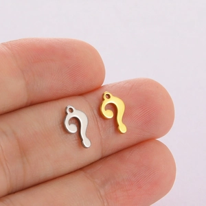 DIY stainless steel question mark pendants in gold and silver finish for jewelry making