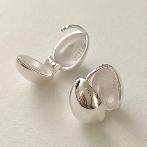 Minimalist S925 sterling silver water drop hoop earrings with polished glossy finish