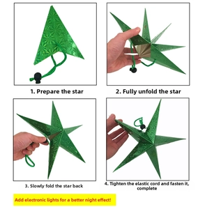 Step-by-step assembly guide for a green laser hollow star Christmas hanging decoration
