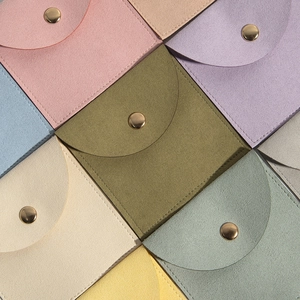 Microfiber jewelry pouches in Morandi colors with snap closure for gift storage