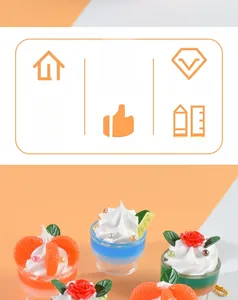 Detailed view of assorted faux cream sundae charms with realistic fruit and pearl toppings