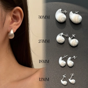 925 Sterling Silver Teardrop Bean Necklace And Earrings Minimalist Polished Matte Zirconia Inlaid Elegant Women Jewelry
