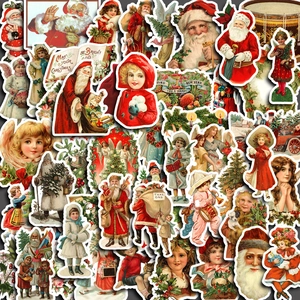 Retro Christmas Stickers Santa Claus Victorian Style DIY Journaling Scrapbooking Decoration Paper Decals