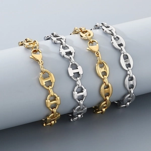 Stainless Steel 304 Pig Nose Mariner Link Bracelet Fashion Heavy Coffee Bean Chain Jewelry For Men And Women