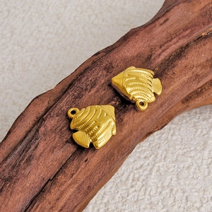 Pair of 18k gold plated stainless steel fish charms for DIY jewelry making