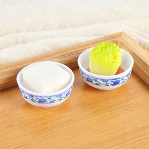 Miniature Simulation Food Model Realistic Chinese Dish Blue White Porcelain Style Bowl PVC Resin Play Food For Dollhouse